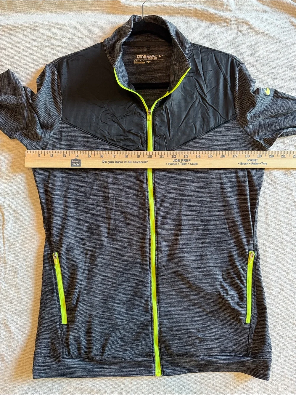 Nike Golf DRI-FIT Womens Black & Gray Heather Performance Jacket Neon Yellow